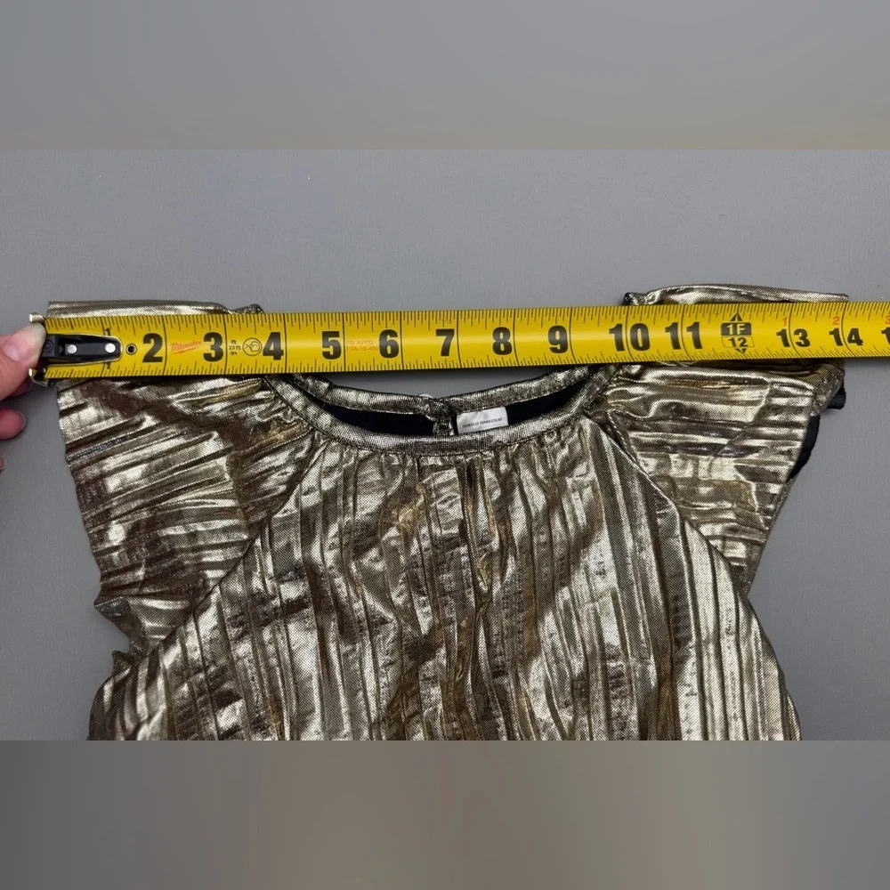 OshKosh B’gosh Girls Gold Metallic Pleated Party Dress Size 8